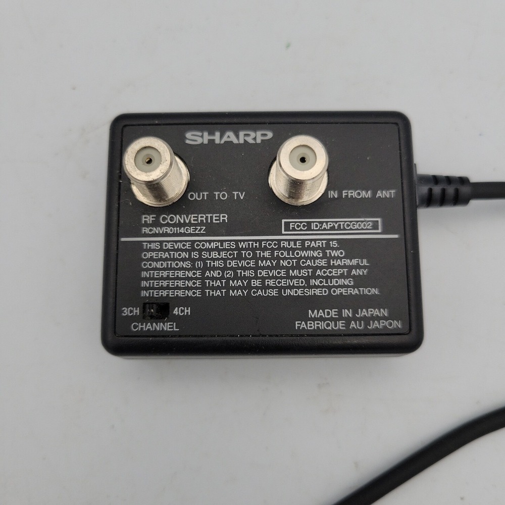 Sharp RF Converter RCNVR0114GEZZ TV Antenna Adapter Black Made in Japan